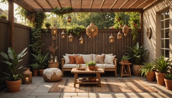 Créer une ambiance bohème sous sa pergola en bois