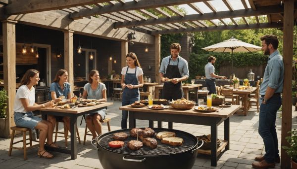 Préparer un barbecue entre amis à l'abri du soleil